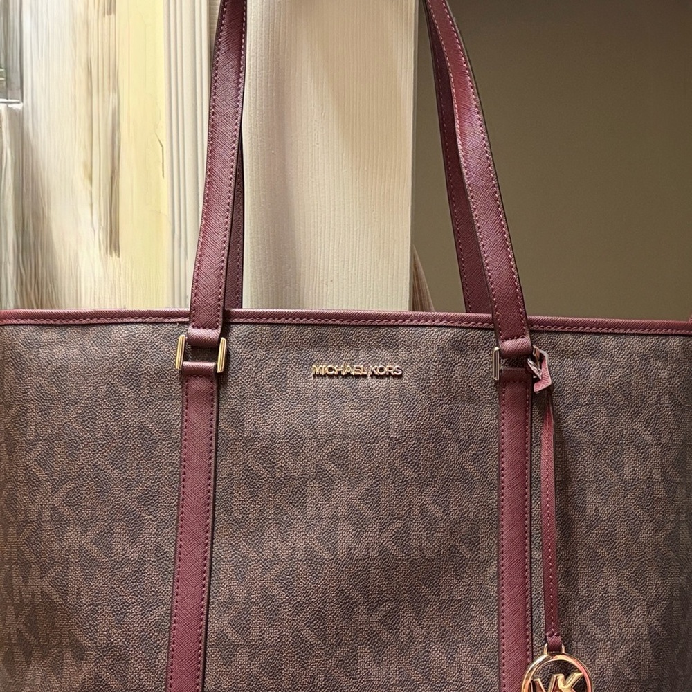 Michael Kors Burgundy and Brown Tote